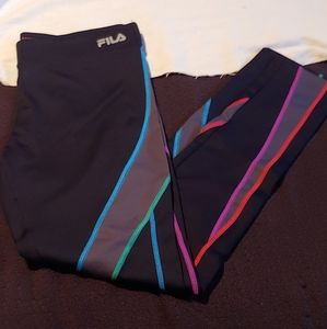 Fila Sport Running Pant. Black with color stripes. Size medium.